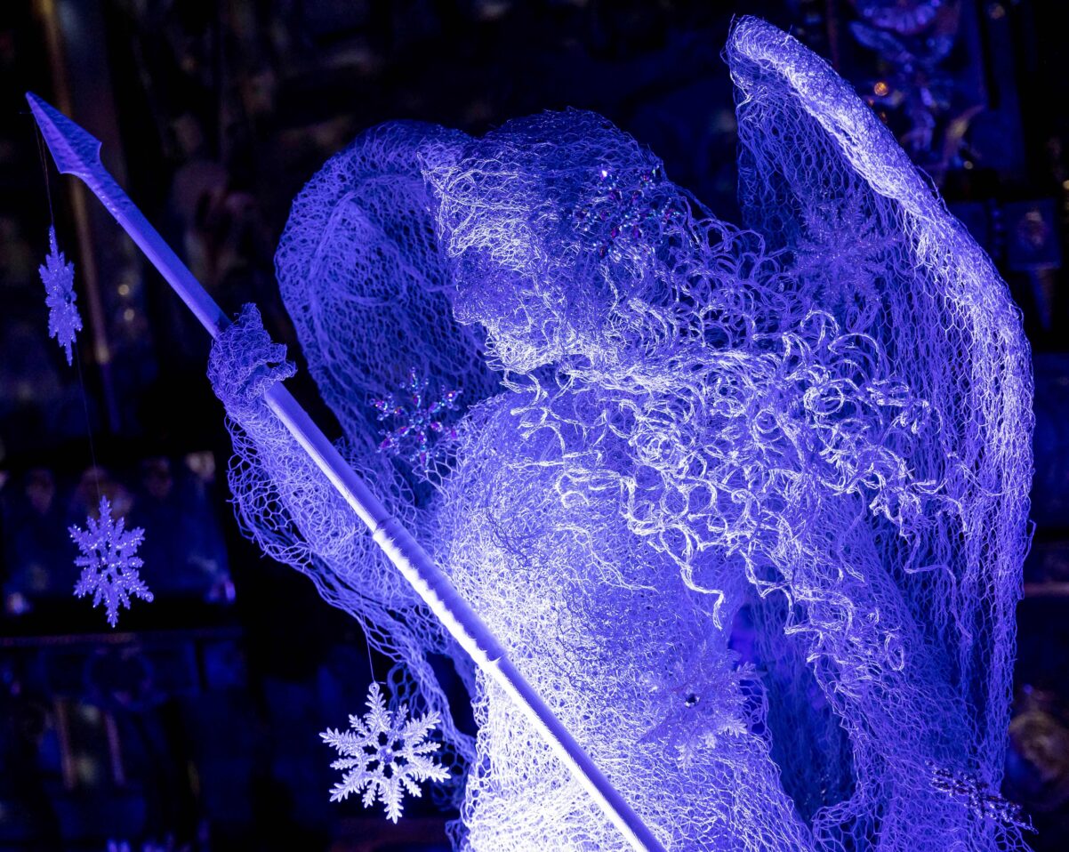 The Snow Queen shown in blue tones, built as a prop