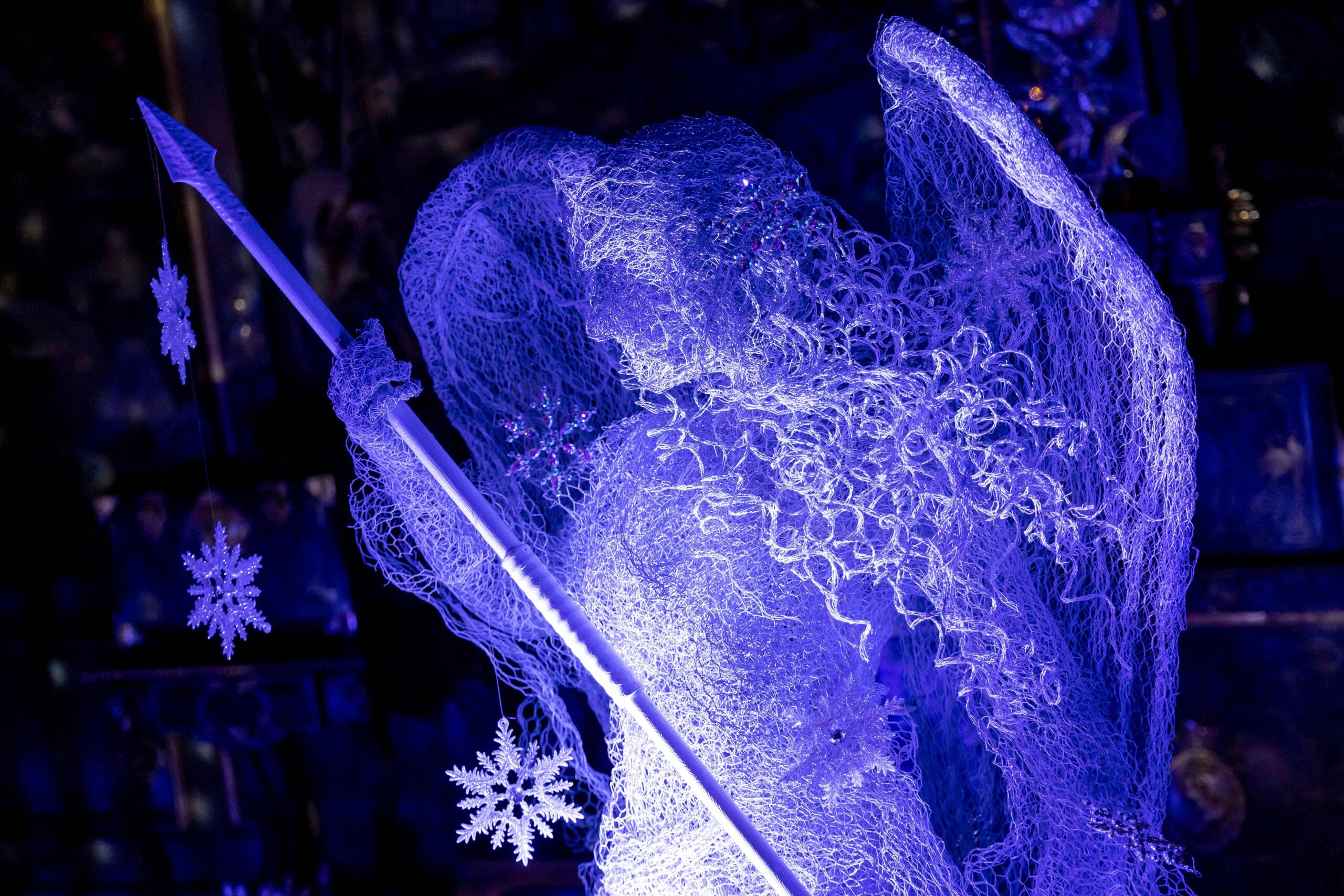 The Snow Queen shown in blue tones, built as a prop