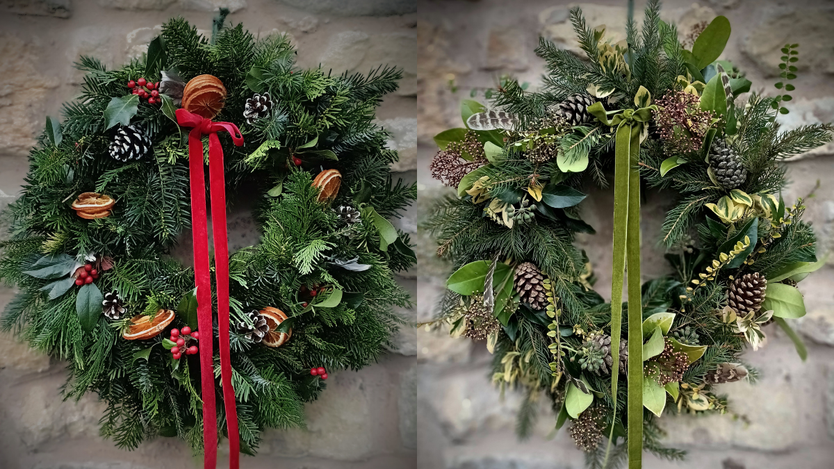 Two christmas wreaths